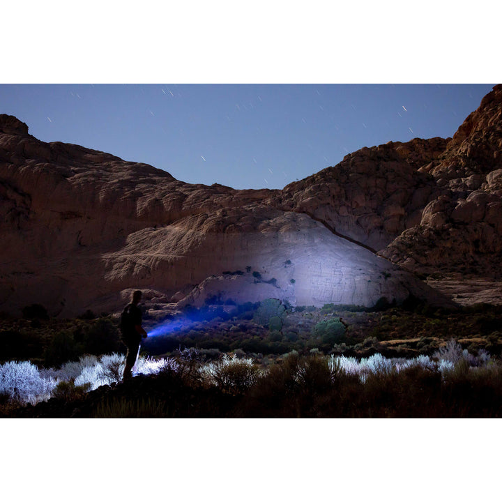 Journey Solar Flashlight shining at night