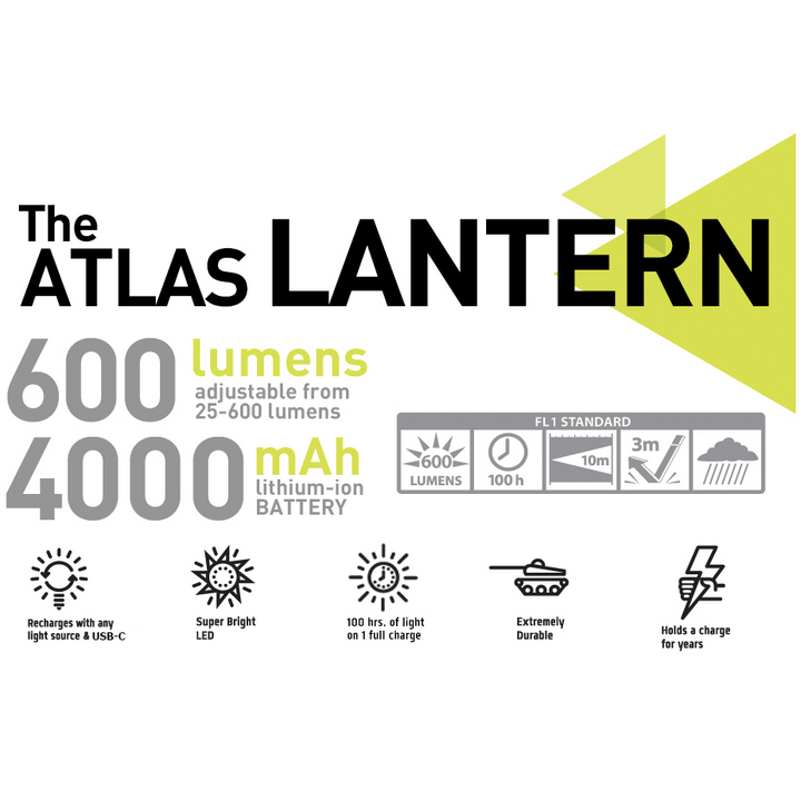 Atlas 600 Solar Camping Lantern specifications