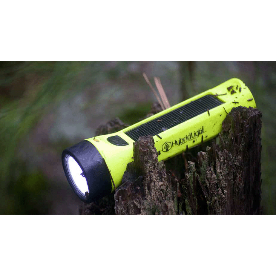 Journey 200 Solar Flashlight yellow on log
