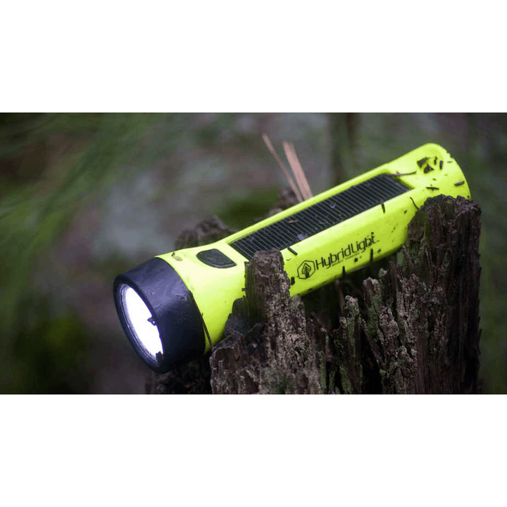 Journey 200 Solar Flashlight yellow on log