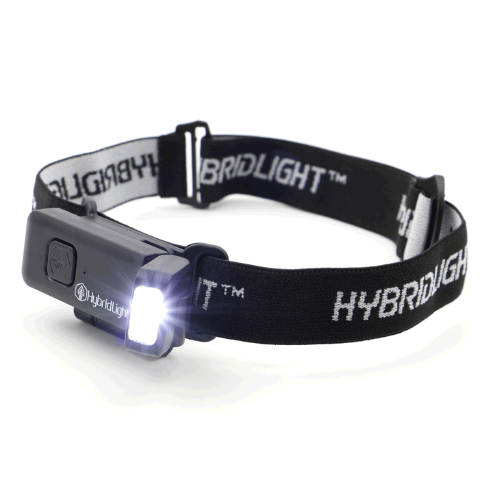 NAV Headlamp on headband powered on