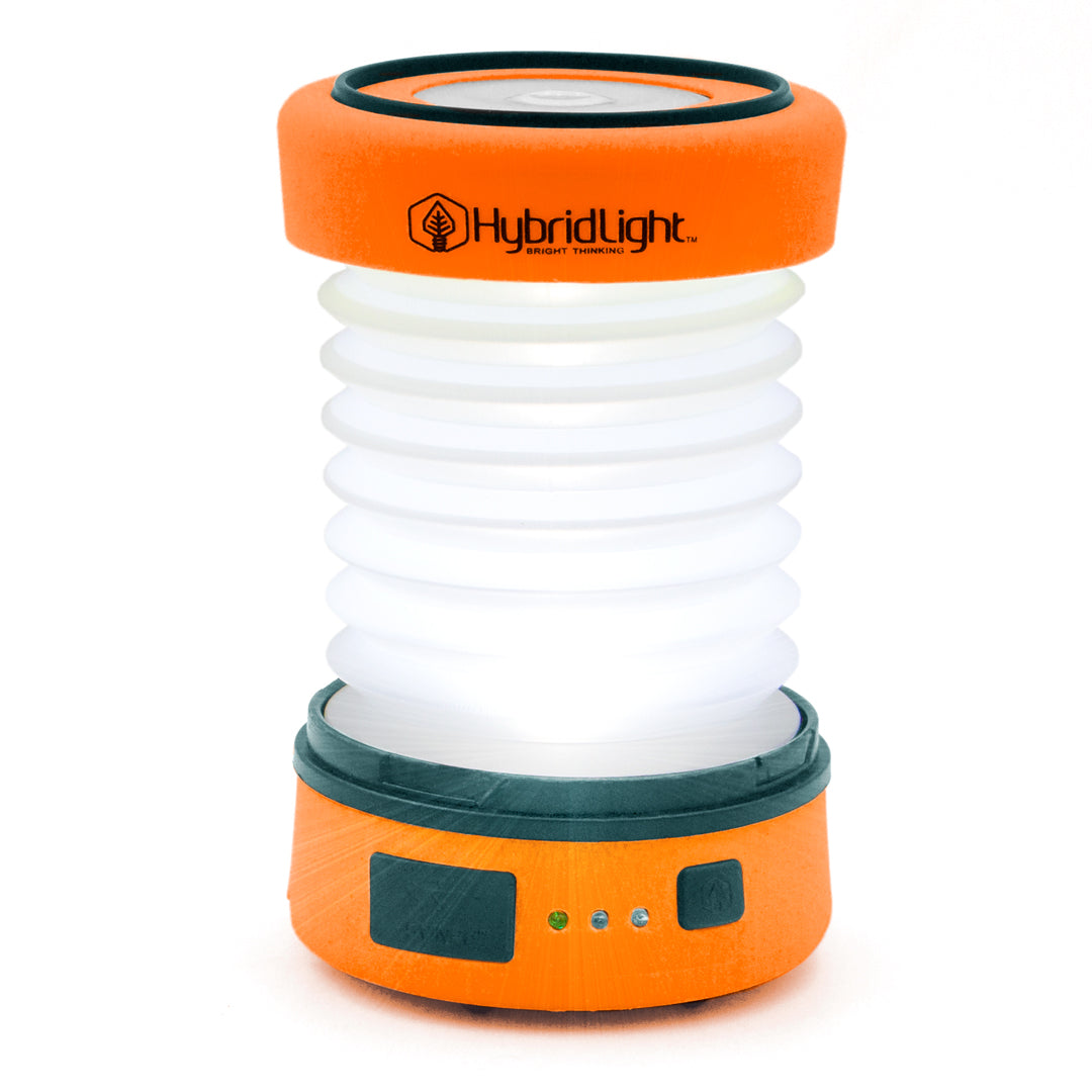 PUC Expandable Lantern Charger Orange 3 Color LED front open