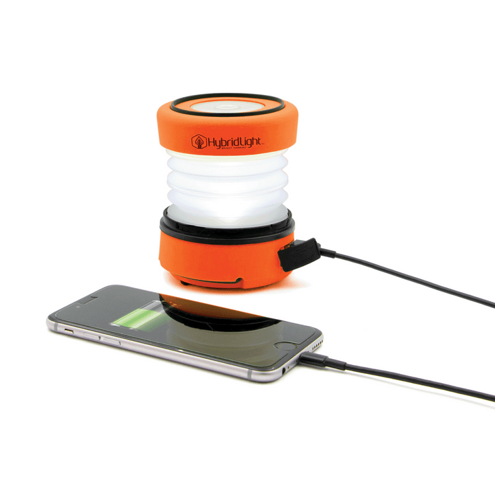 PUC 150 Expandable Solar Lantern Orange charging phone